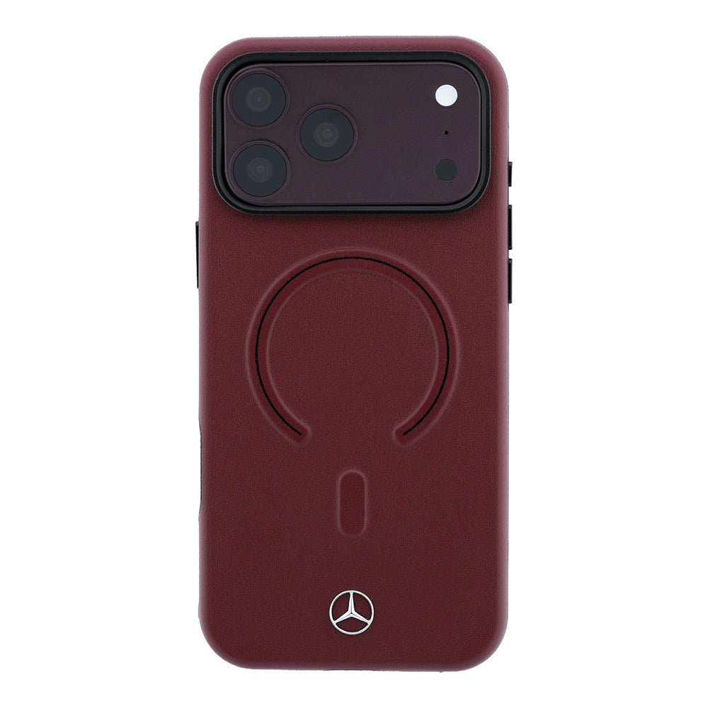 iPhone 18 Pro Kılıf Mercedes Benz Orijinal Lisanslı M-safe Şarj Özellikli Metal Yıldız Logolu Kabartmalı Deri Kılıf