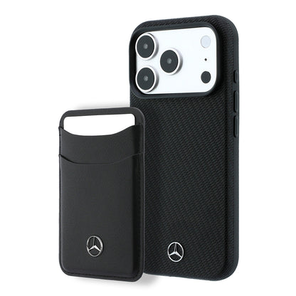 iPhone 18 Pro Kılıf Mercedes Benz Orijinal Lisanslı M-safe Şarj Özellikli PU Deri 3D Metal Logolu Kartlıklı Kılıf