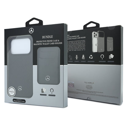 iPhone 18 Pro Kılıf Mercedes Benz Orijinal Lisanslı M-safe Şarj Özellikli PU Deri 3D Metal Logolu Kartlıklı Kılıf