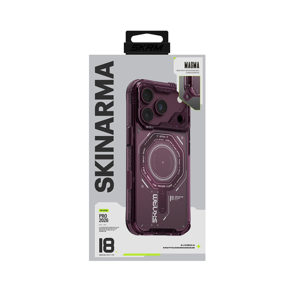 iPhone 18 Pro Kılıf SkinArma M-safe Şarj Özellikli Airbag Tasarımlı Magma Kılıf