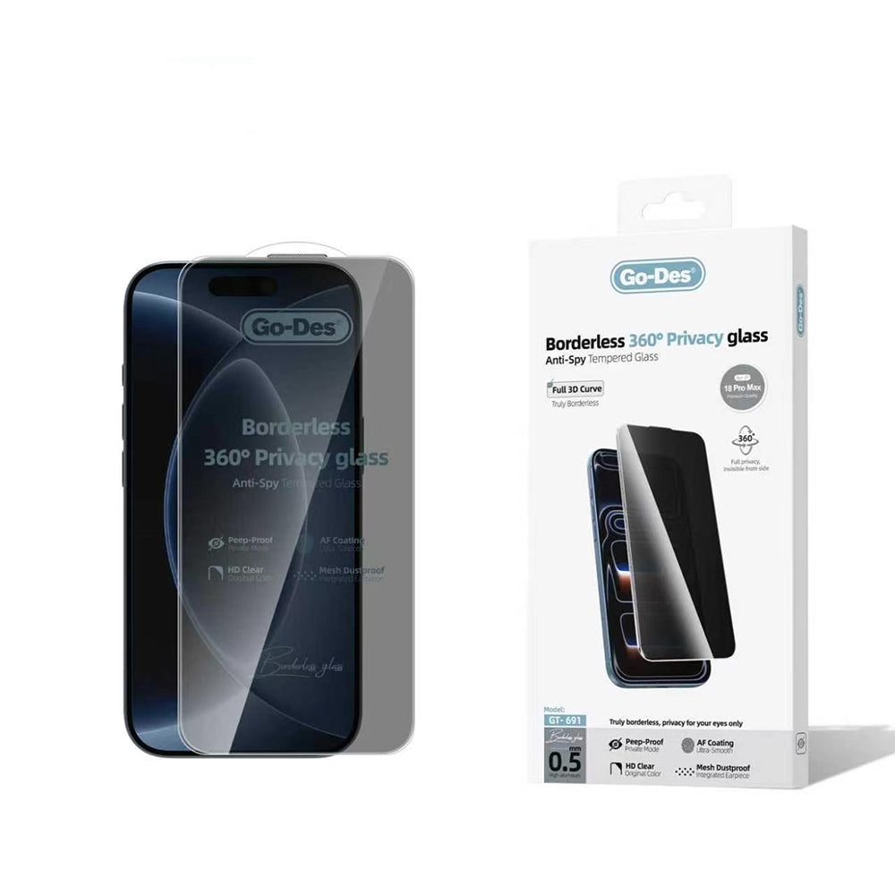 iPhone 18 Pro Max Go Des AF Borderless Privacy Temperli Cam Ekran Koruyucu