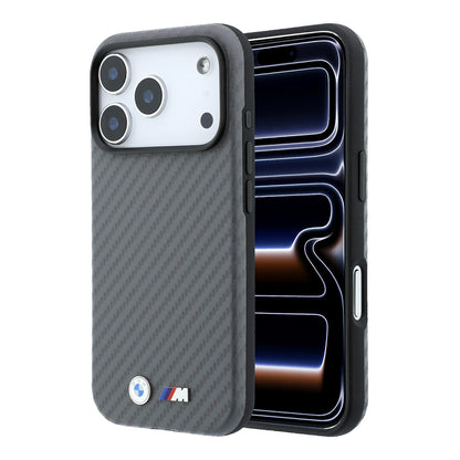 iPhone 18 Pro Max Kılıf BMW Orijinal Lisanslı M-safe Şarj Özellikli Karbon Fiber Tasarımlı ve Metal Logolu PU Deri Kılıf