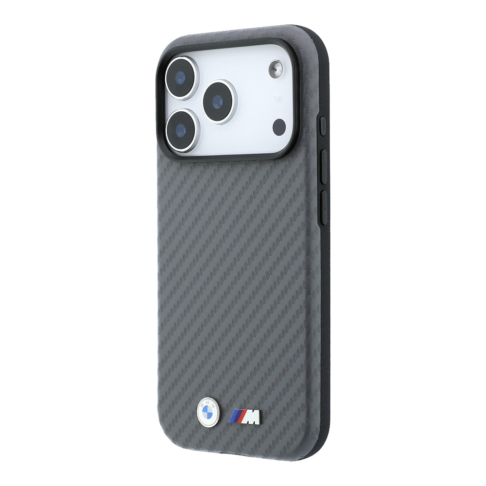 iPhone 18 Pro Max Kılıf BMW Orijinal Lisanslı M-safe Şarj Özellikli Karbon Fiber Tasarımlı ve Metal Logolu PU Deri Kılıf