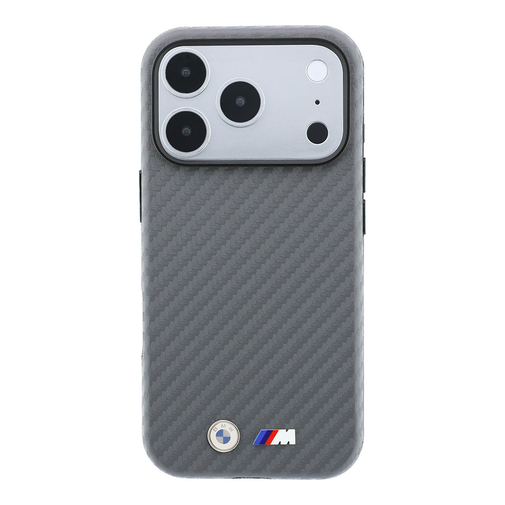 iPhone 18 Pro Max Kılıf BMW Orijinal Lisanslı M-safe Şarj Özellikli Karbon Fiber Tasarımlı ve Metal Logolu PU Deri Kılıf