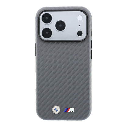 iPhone 18 Pro Max Kılıf BMW Orijinal Lisanslı M-safe Şarj Özellikli Karbon Fiber Tasarımlı ve Metal Logolu PU Deri Kılıf