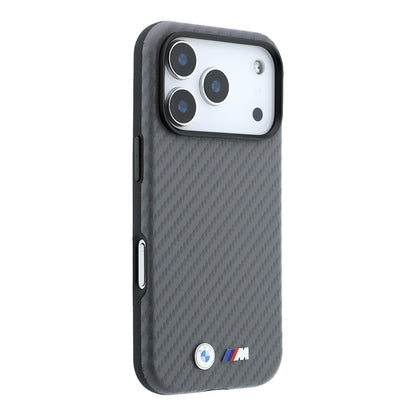 iPhone 18 Pro Max Kılıf BMW Orijinal Lisanslı M-safe Şarj Özellikli Karbon Fiber Tasarımlı ve Metal Logolu PU Deri Kılıf