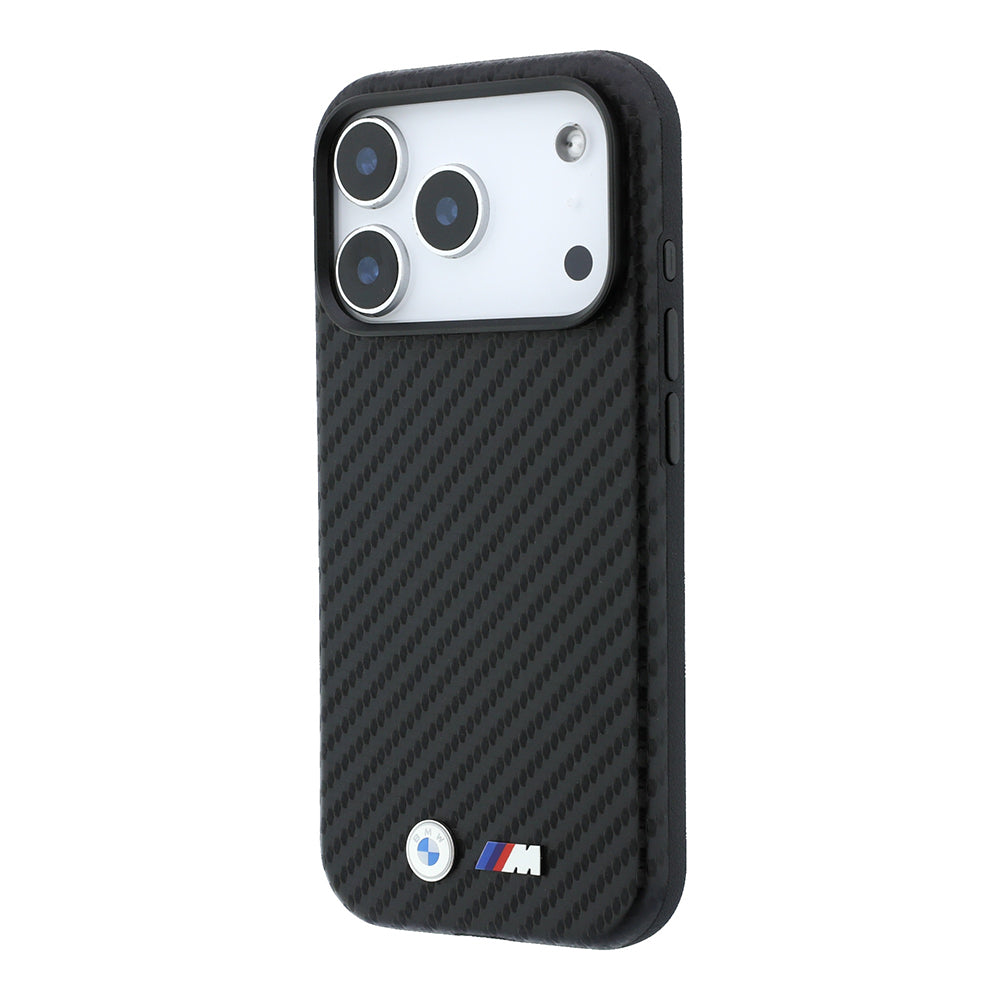 iPhone 18 Pro Max Kılıf BMW Orijinal Lisanslı M-safe Şarj Özellikli Karbon Fiber Tasarımlı ve Metal Logolu PU Deri Kılıf