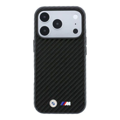 iPhone 18 Pro Max Kılıf BMW Orijinal Lisanslı M-safe Şarj Özellikli Karbon Fiber Tasarımlı ve Metal Logolu PU Deri Kılıf