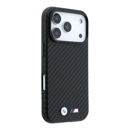 iPhone 18 Pro Max Kılıf BMW Orijinal Lisanslı M-safe Şarj Özellikli Karbon Fiber Tasarımlı ve Metal Logolu PU Deri Kılıf