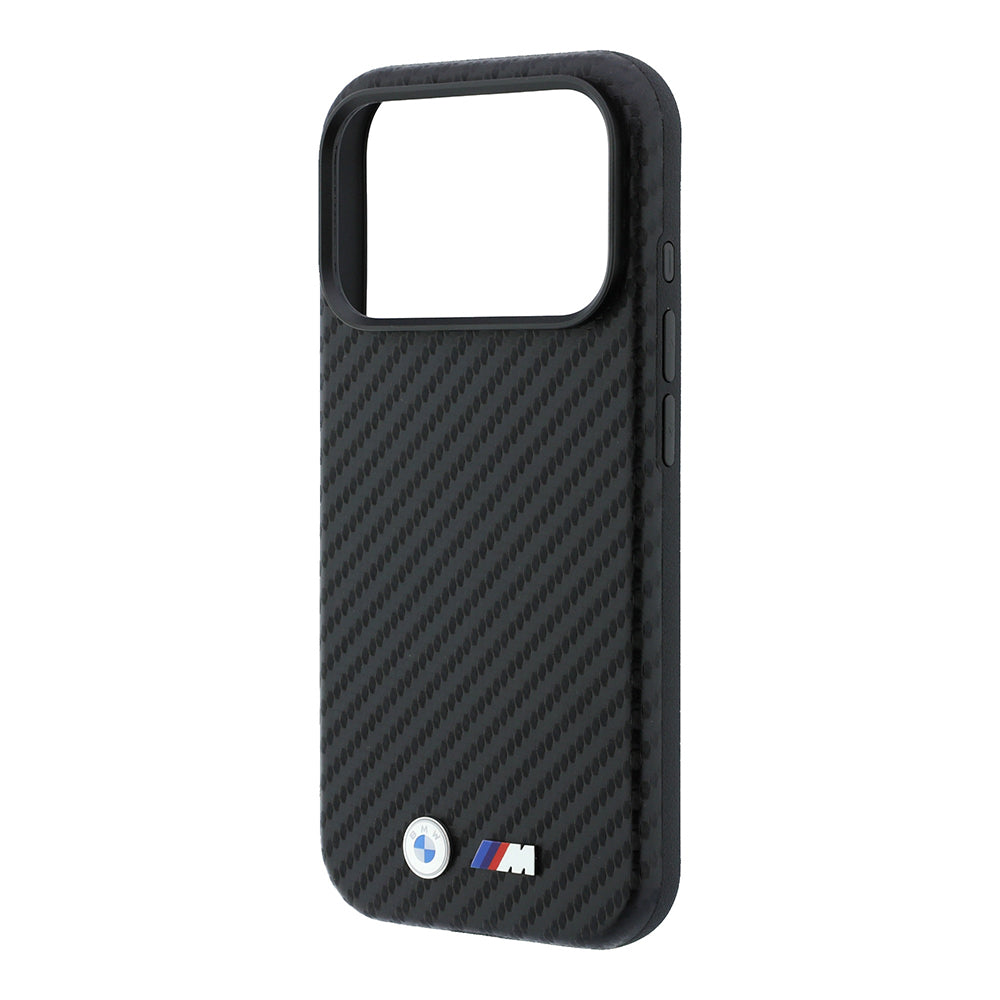 iPhone 18 Pro Max Kılıf BMW Orijinal Lisanslı M-safe Şarj Özellikli Karbon Fiber Tasarımlı ve Metal Logolu PU Deri Kılıf