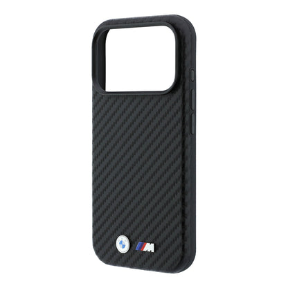 iPhone 18 Pro Max Kılıf BMW Orijinal Lisanslı M-safe Şarj Özellikli Karbon Fiber Tasarımlı ve Metal Logolu PU Deri Kılıf