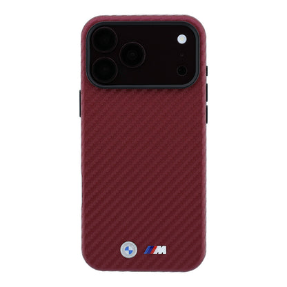 iPhone 18 Pro Max Kılıf BMW Orijinal Lisanslı M-safe Şarj Özellikli Karbon Fiber Tasarımlı ve Metal Logolu PU Deri Kılıf