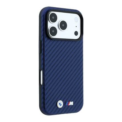 iPhone 18 Pro Max Kılıf BMW Orijinal Lisanslı M-safe Şarj Özellikli Karbon Fiber Tasarımlı ve Metal Logolu PU Deri Kılıf