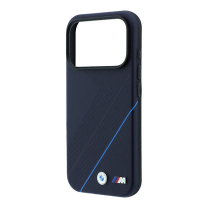 iPhone 18 Pro Max Kılıf BMW Orijinal Lisanslı M-safe Şarj Özellikli M Logolu Lastik İzi Desenli Mavi Çizgili Kılıf