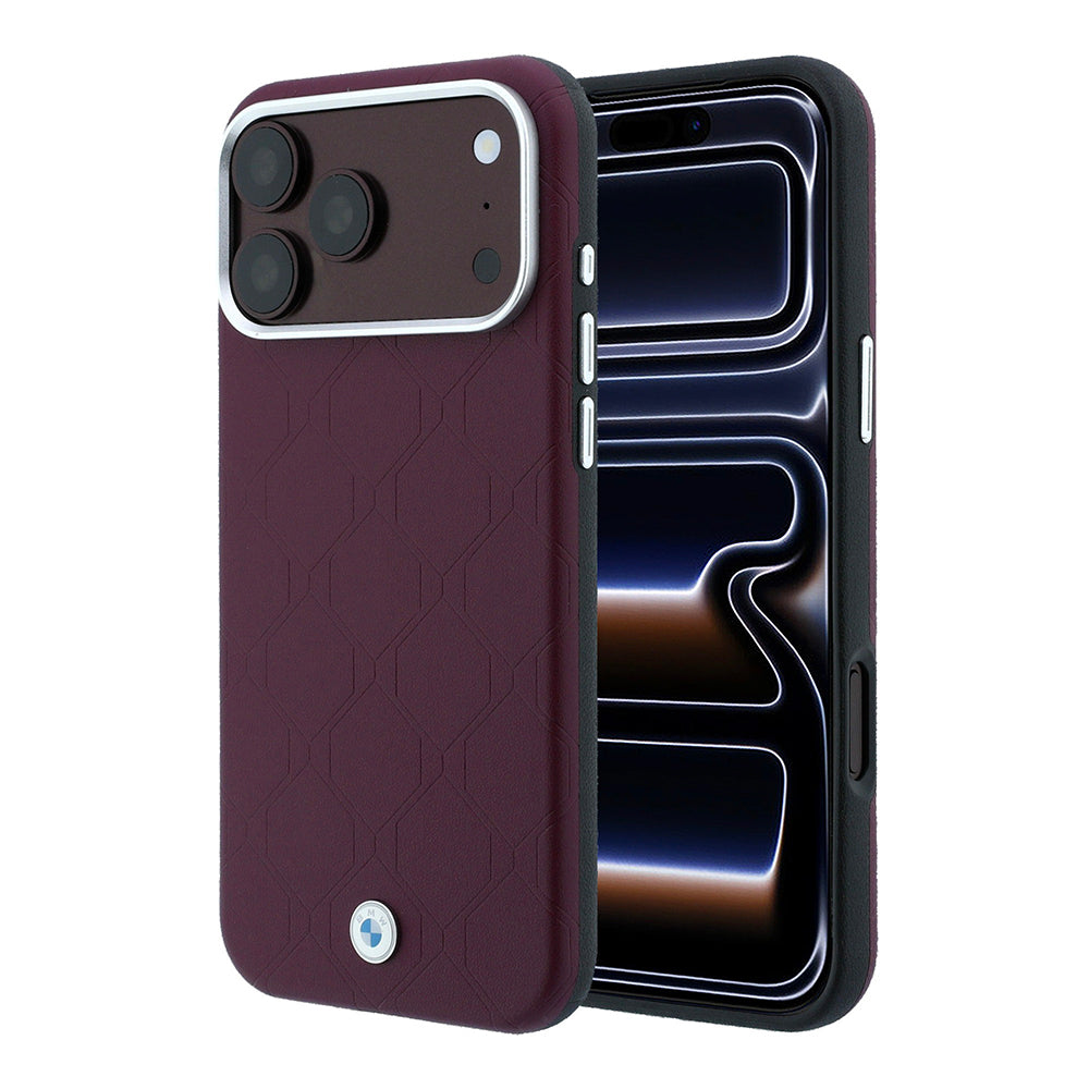 iPhone 18 Pro Max Kılıf BMW Orijinal Lisanslı M-safe Şarj Özellikli Metal Logolu Kabartmalı Kapitone Deri Kılıf