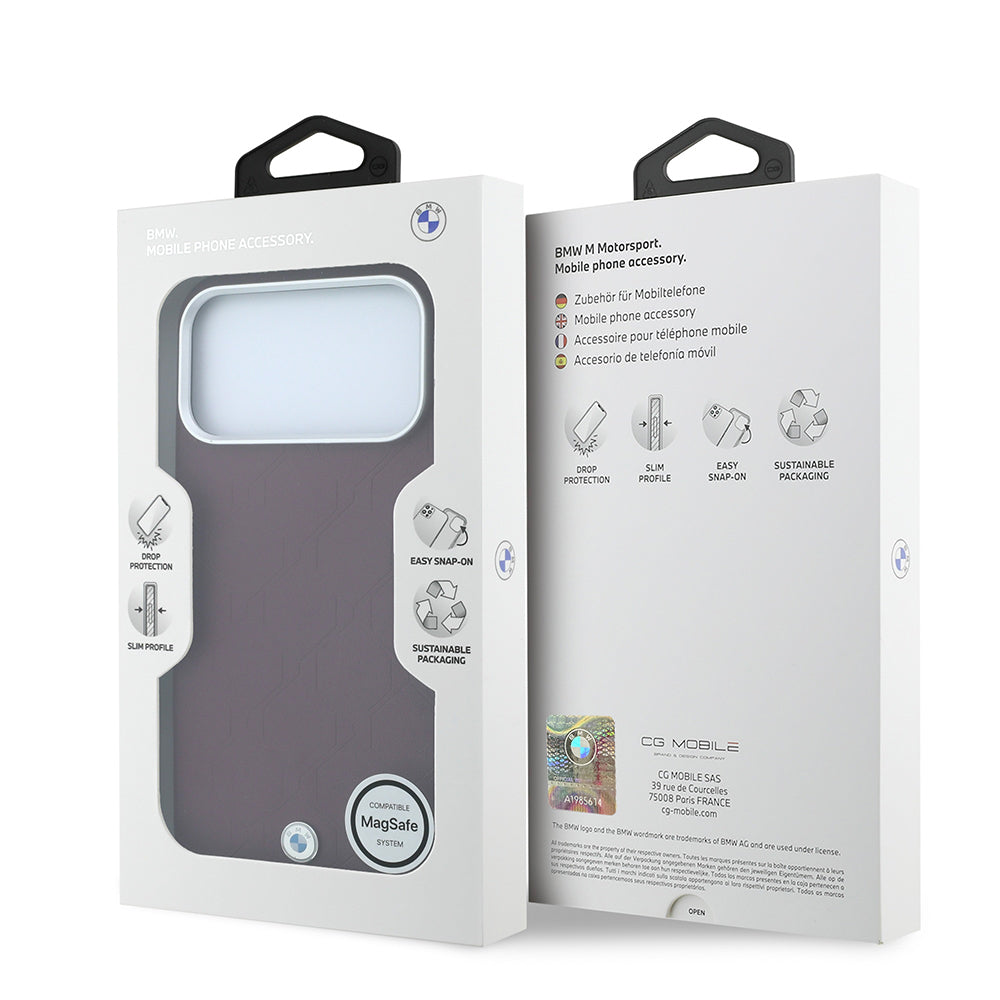 iPhone 18 Pro Max Kılıf BMW Orijinal Lisanslı M-safe Şarj Özellikli Metal Logolu Kabartmalı Kapitone Deri Kılıf