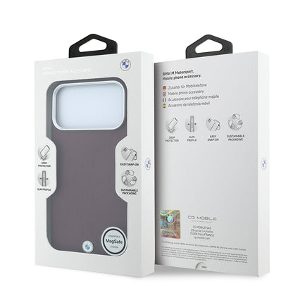 iPhone 18 Pro Max Kılıf BMW Orijinal Lisanslı M-safe Şarj Özellikli Metal Logolu Kabartmalı Kapitone Deri Kılıf