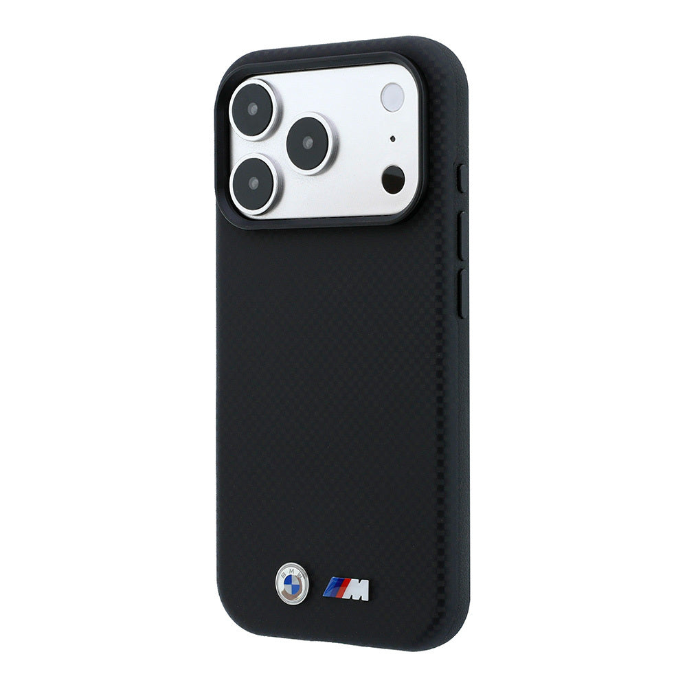 iPhone 18 Pro Max Kılıf BMW Orijinal Lisanslı M-safe Şarj Özellikli Metal Logolu Karbon Fiber Kevlar Kılıf