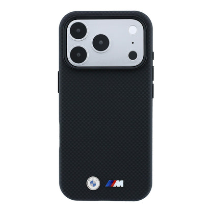 iPhone 18 Pro Max Kılıf BMW Orijinal Lisanslı M-safe Şarj Özellikli Metal Logolu Karbon Fiber Kevlar Kılıf
