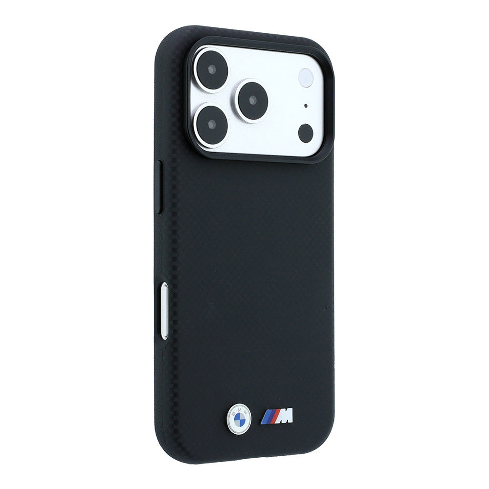 iPhone 18 Pro Max Kılıf BMW Orijinal Lisanslı M-safe Şarj Özellikli Metal Logolu Karbon Fiber Kevlar Kılıf