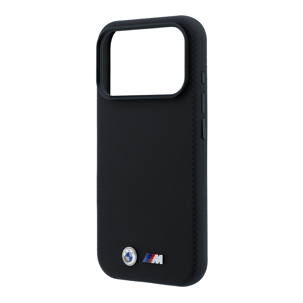 iPhone 18 Pro Max Kılıf BMW Orijinal Lisanslı M-safe Şarj Özellikli Metal Logolu Karbon Fiber Kevlar Kılıf