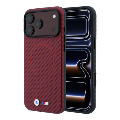 iPhone 18 Pro Max Kılıf BMW Orijinal Lisanslı M-safe Şarj Özellikli PU Metal Logolu Kırmızı Halka Tasarımlı Kılıf