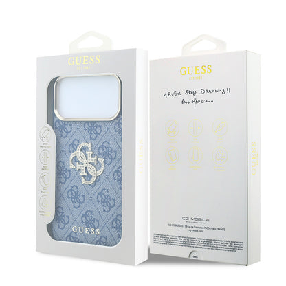 iPhone 18 Pro Max Kılıf Guess Orijinal Lisanslı 4G Büyük Taşlı Resin Logolu PU Kılıf