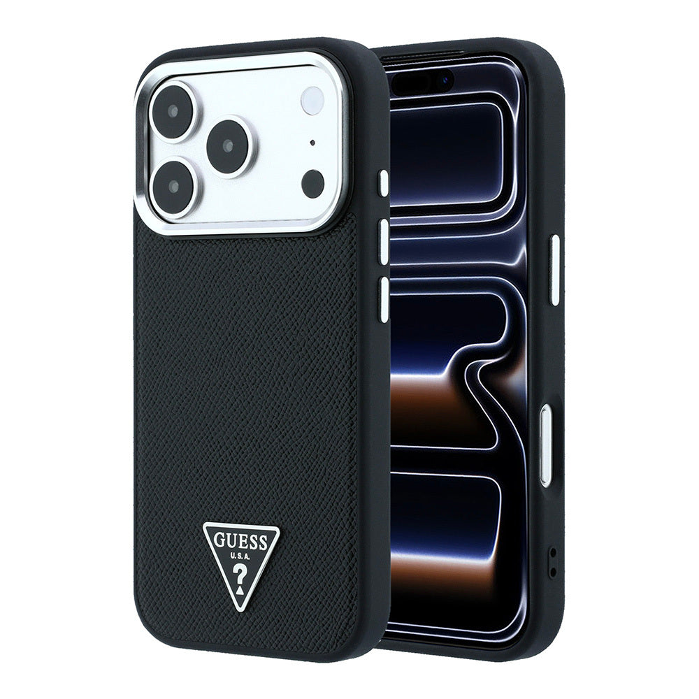 iPhone 18 Pro Max Kılıf Guess Orijinal Lisanslı M-safe Şarj Özellikli Grained Triangle Kılıf