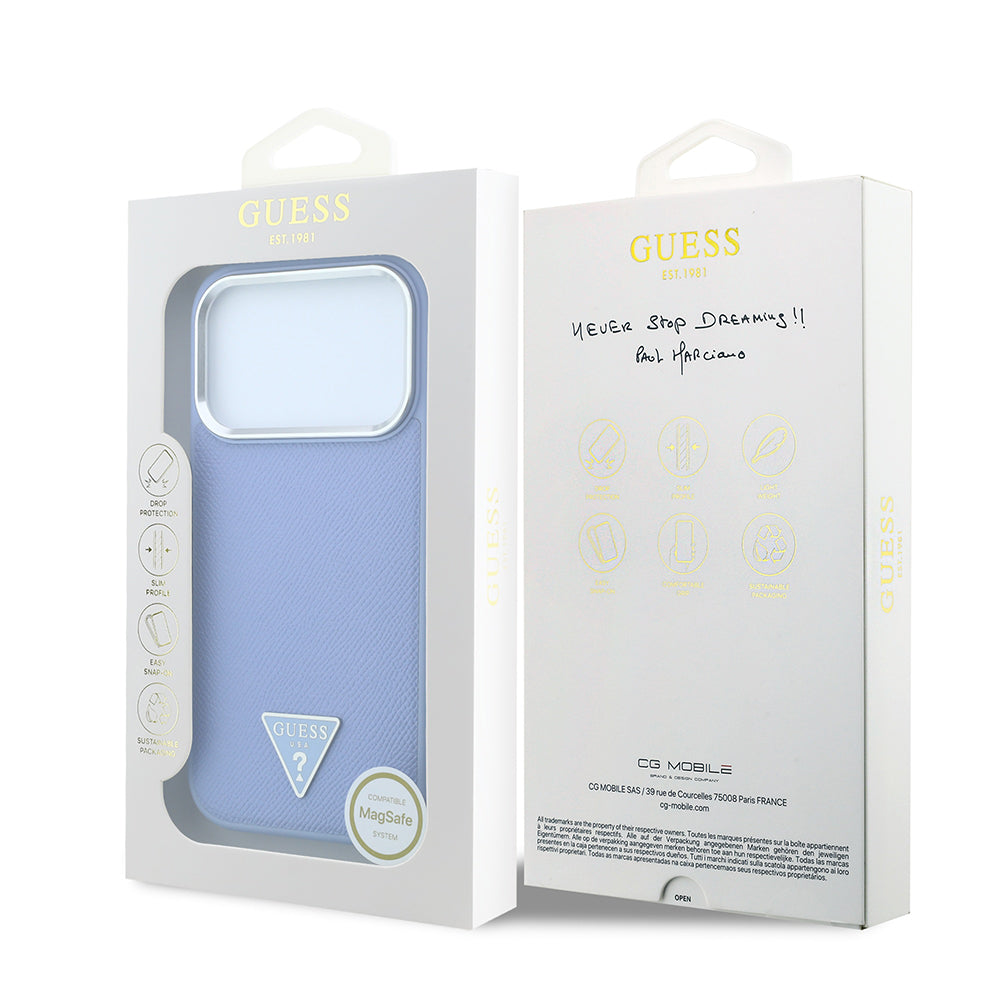 iPhone 18 Pro Max Kılıf Guess Orijinal Lisanslı M-safe Şarj Özellikli Grained Triangle Kılıf