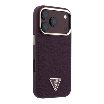 iPhone 18 Pro Max Kılıf Guess Orijinal Lisanslı M-safe Şarj Özellikli Grained Triangle Kılıf