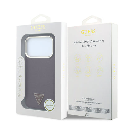 iPhone 18 Pro Max Kılıf Guess Orijinal Lisanslı M-safe Şarj Özellikli Grained Triangle Kılıf