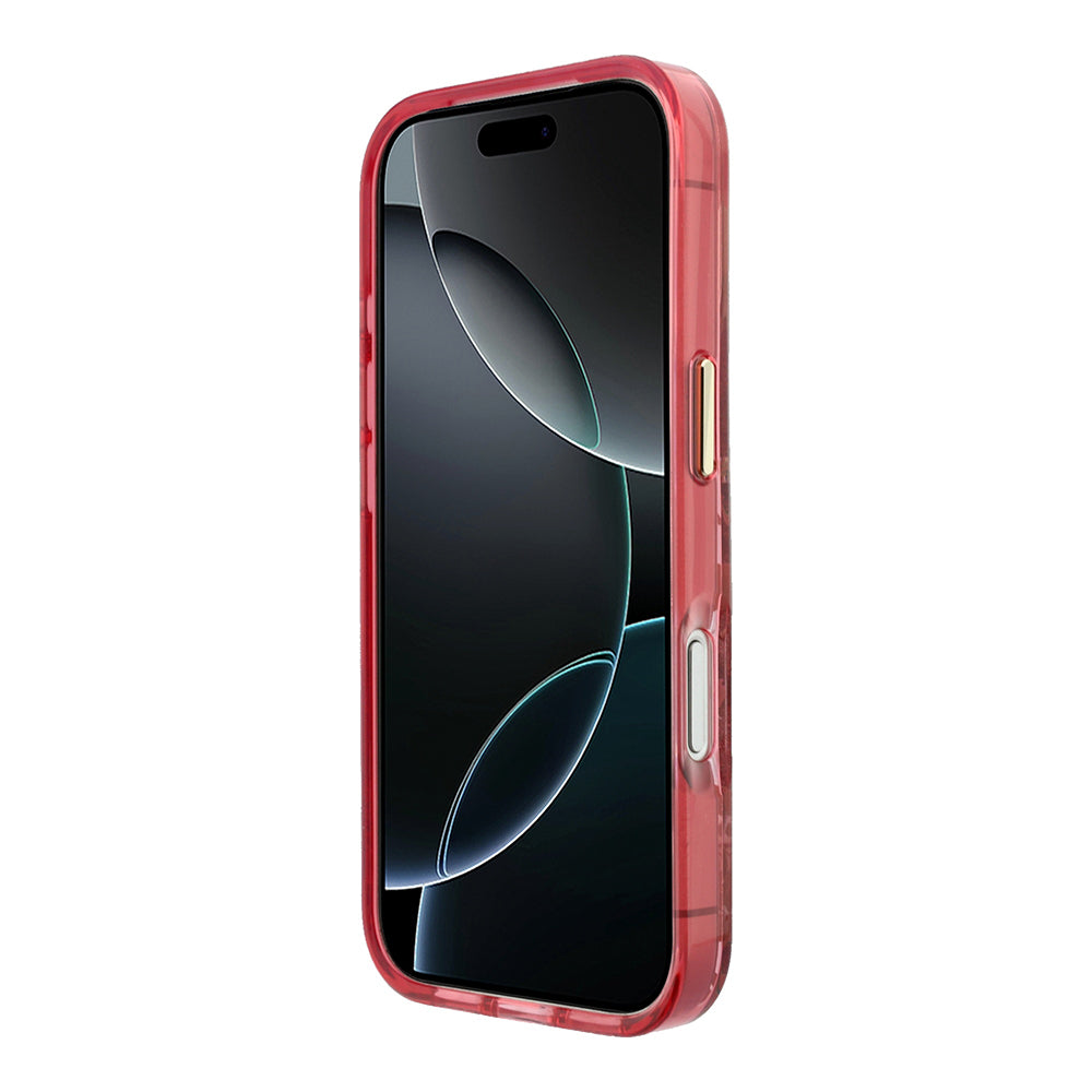 iPhone 18 Pro Max Kılıf Guess Orijinal Lisanslı M-safe Şarj Özellikli Gül Desenli Simli Yazı Logolu Kılıf