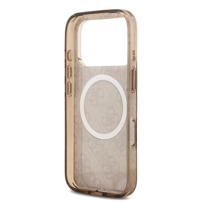 iPhone 18 Pro Max Kılıf Guess Orijinal Lisanslı M-safe Şarj Özellikli IML Peony ve 4G Desenli Klasik Logolu Kılıf