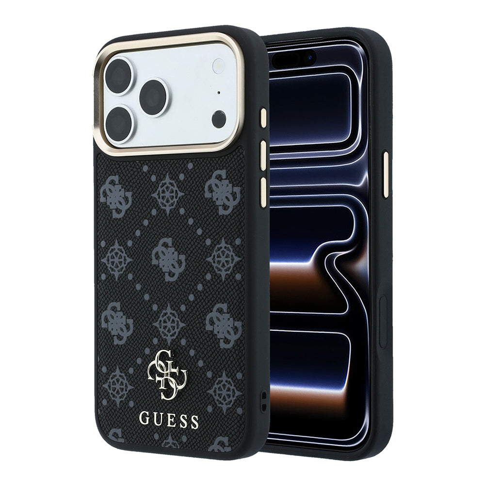 iPhone 18 Pro Max Kılıf Guess Orijinal Lisanslı M-safe Şarj Özellikli Klasik Yazı ve 4G Logolu PU Deri Peony Kılıf