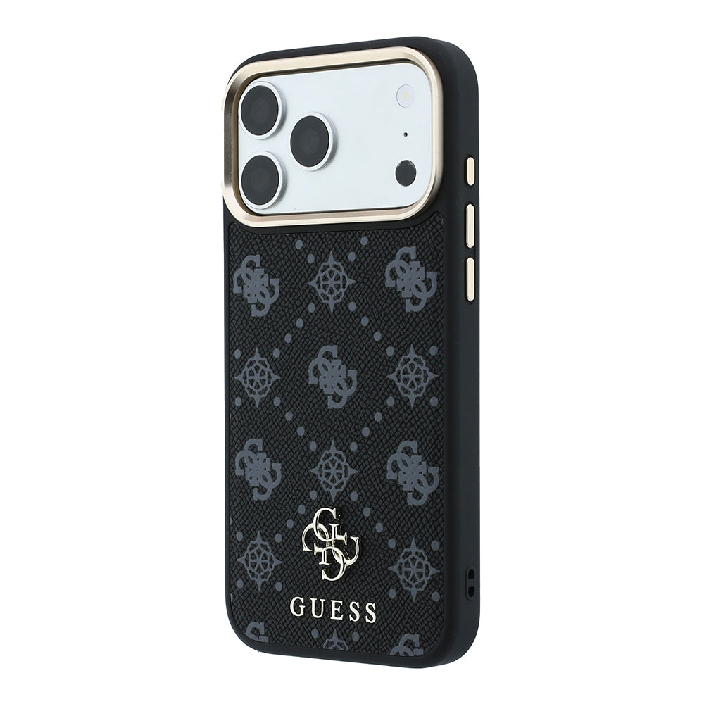 iPhone 18 Pro Max Kılıf Guess Orijinal Lisanslı M-safe Şarj Özellikli Klasik Yazı ve 4G Logolu PU Deri Peony Kılıf