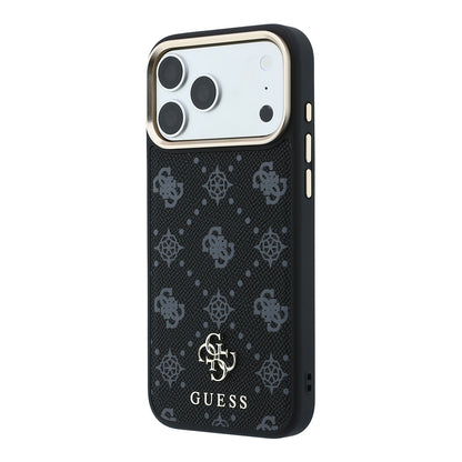 iPhone 18 Pro Max Kılıf Guess Orijinal Lisanslı M-safe Şarj Özellikli Klasik Yazı ve 4G Logolu PU Deri Peony Kılıf