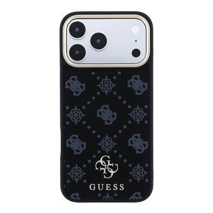 iPhone 18 Pro Max Kılıf Guess Orijinal Lisanslı M-safe Şarj Özellikli Klasik Yazı ve 4G Logolu PU Deri Peony Kılıf