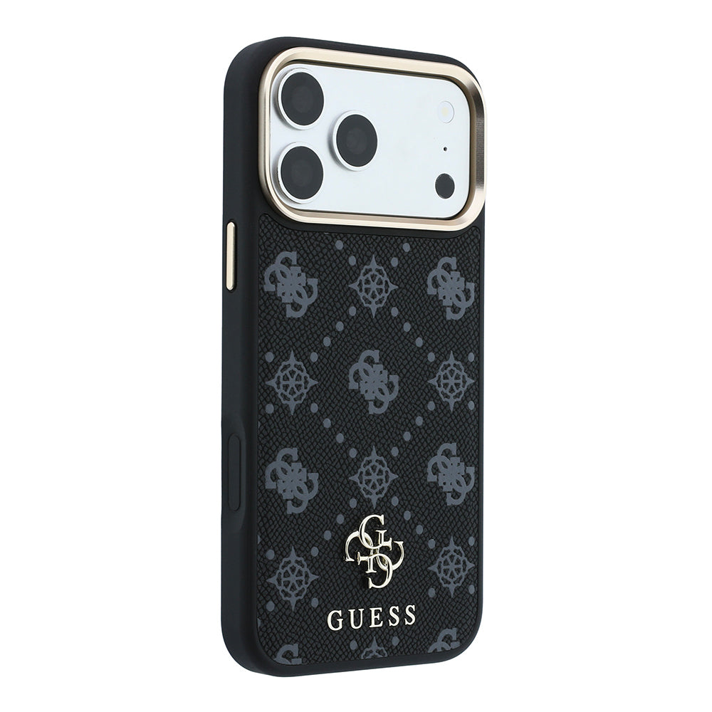 iPhone 18 Pro Max Kılıf Guess Orijinal Lisanslı M-safe Şarj Özellikli Klasik Yazı ve 4G Logolu PU Deri Peony Kılıf