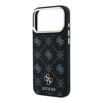 iPhone 18 Pro Max Kılıf Guess Orijinal Lisanslı M-safe Şarj Özellikli Klasik Yazı ve 4G Logolu PU Deri Peony Kılıf