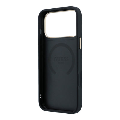 iPhone 18 Pro Max Kılıf Guess Orijinal Lisanslı M-safe Şarj Özellikli Klasik Yazı ve 4G Logolu PU Deri Peony Kılıf