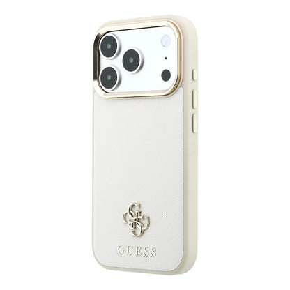 iPhone 18 Pro Max Kılıf Guess Orijinal Lisanslı M-safe Şarj Özellikli Klasik Yazı ve 4G Logolu PU Deri Saffiano Kılıf