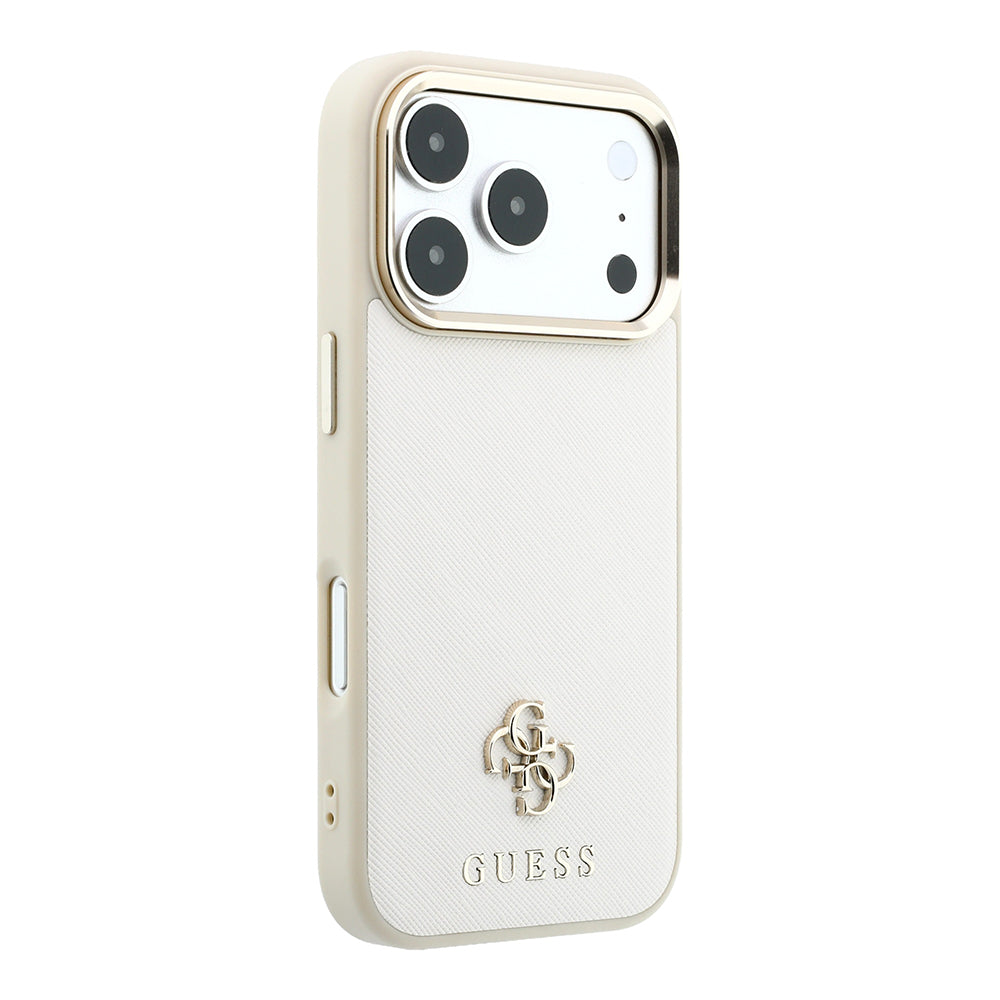 iPhone 18 Pro Max Kılıf Guess Orijinal Lisanslı M-safe Şarj Özellikli Klasik Yazı ve 4G Logolu PU Deri Saffiano Kılıf