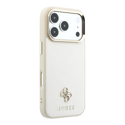 iPhone 18 Pro Max Kılıf Guess Orijinal Lisanslı M-safe Şarj Özellikli Klasik Yazı ve 4G Logolu PU Deri Saffiano Kılıf