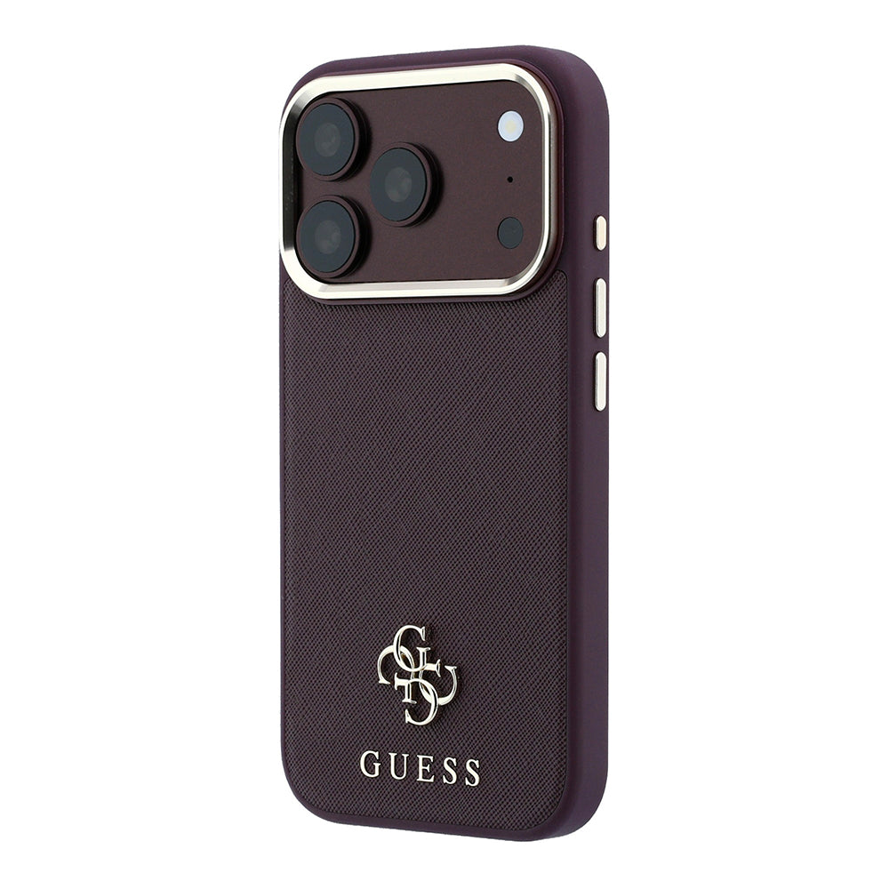 iPhone 18 Pro Max Kılıf Guess Orijinal Lisanslı M-safe Şarj Özellikli Klasik Yazı ve 4G Logolu PU Deri Saffiano Kılıf
