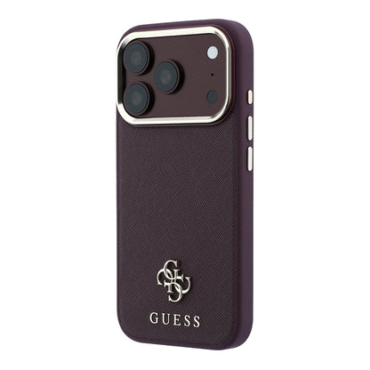 iPhone 18 Pro Max Kılıf Guess Orijinal Lisanslı M-safe Şarj Özellikli Klasik Yazı ve 4G Logolu PU Deri Saffiano Kılıf