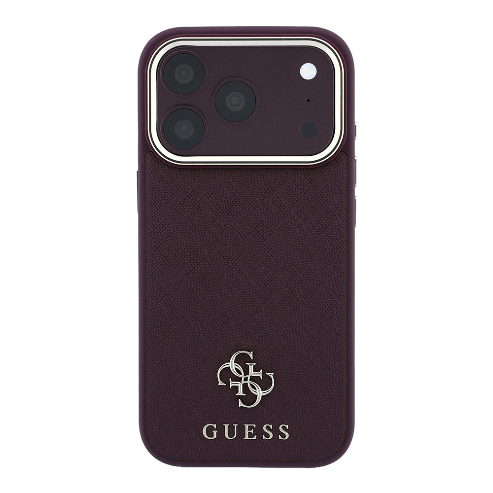 iPhone 18 Pro Max Kılıf Guess Orijinal Lisanslı M-safe Şarj Özellikli Klasik Yazı ve 4G Logolu PU Deri Saffiano Kılıf