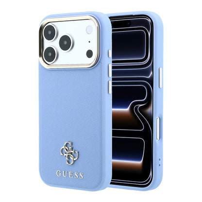 iPhone 18 Pro Max Kılıf Guess Orijinal Lisanslı M-safe Şarj Özellikli Klasik Yazı ve 4G Logolu PU Deri Saffiano Kılıf