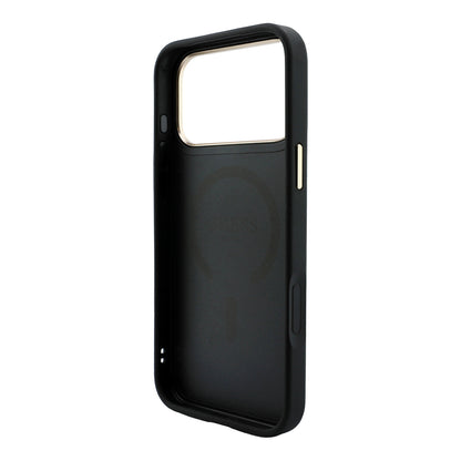 iPhone 18 Pro Max Kılıf Guess Orijinal Lisanslı M-safe Şarj Özellikli Metal Kamera Çerçeveli C-Magnet 4G Desenli Yazı Logolu Kılıf