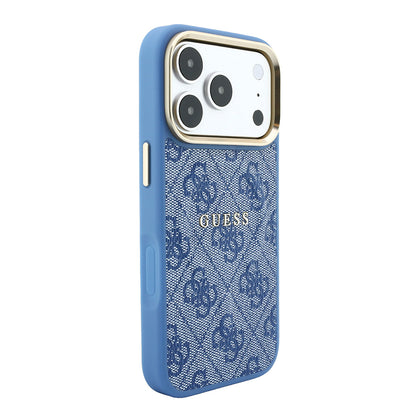 iPhone 18 Pro Max Kılıf Guess Orijinal Lisanslı M-safe Şarj Özellikli Metal Kamera Çerçeveli C-Magnet 4G Desenli Yazı Logolu Kılıf