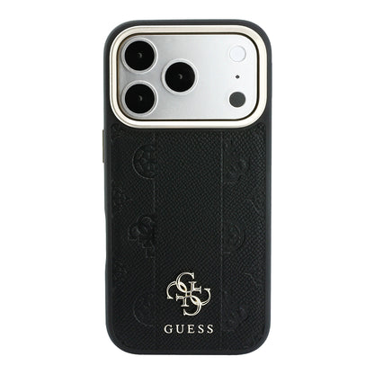 iPhone 18 Pro Max Kılıf Guess Orijinal Lisanslı M-safe Şarj Özellikli Şeritli Peony 4G ve Yazı Logolu Kılıf
